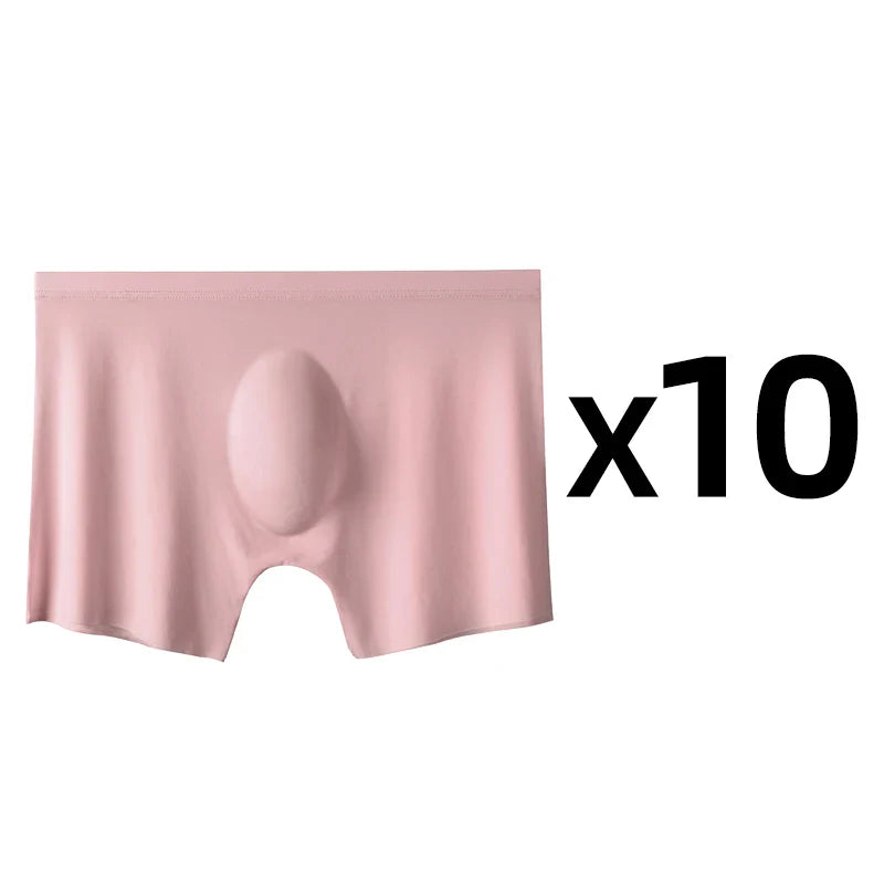 Men’s 10-Pack Ice Silk Boxers – Ultra-Thin Seamless Breathable Summer Underwear Shorts Set