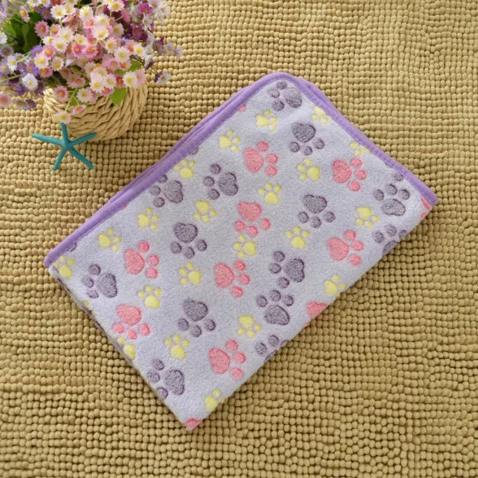 Cute Fleece Pet Bed Mat Cover - Soft Warm Blanket Towel for Small Medium Large Dogs & Cats