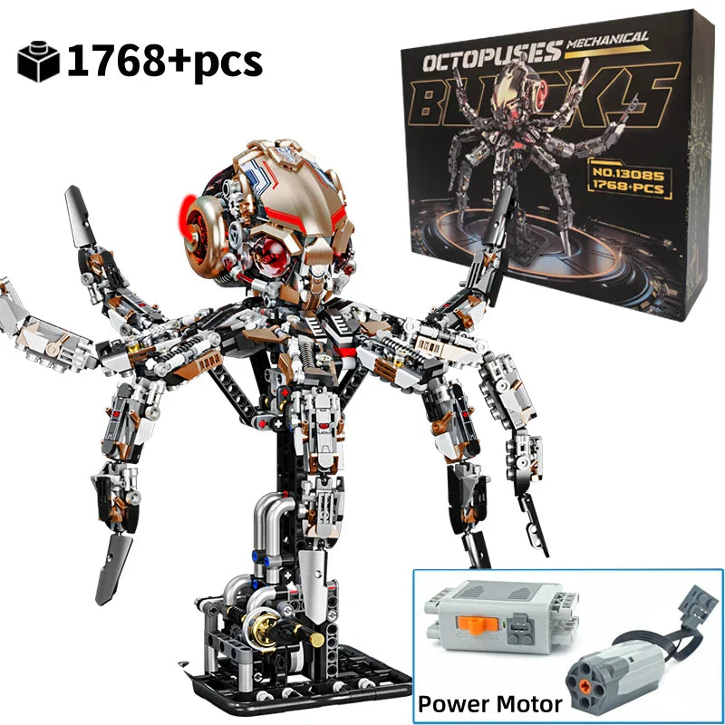 Mechanical Sea Animal Building Blocks Toy – Whale Shark, Octopus, Piranha & Manta Ray with Motor and Lights for Kids