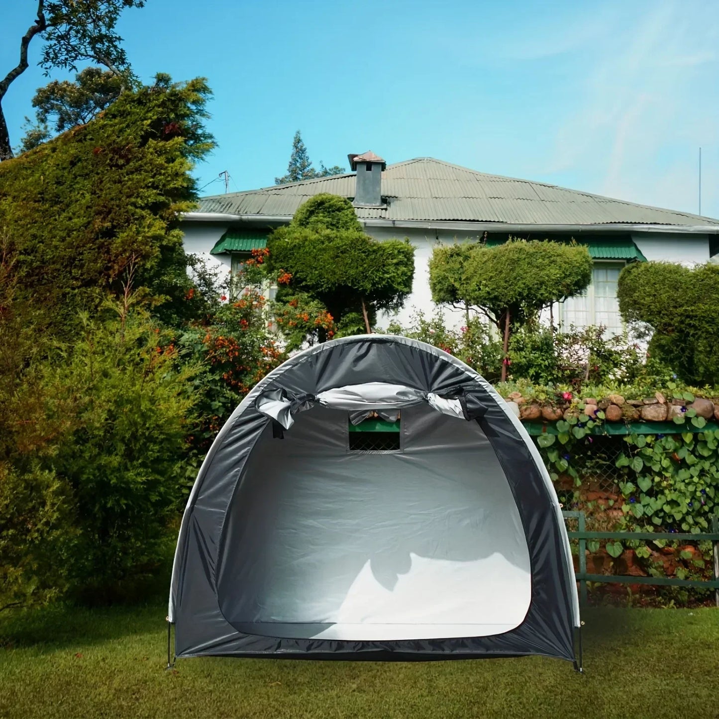 Portable Bike Storage Shed Tent - Waterproof Foldable Bicycle Shelter Cover for 1-4 Bikes Outdoor Protection