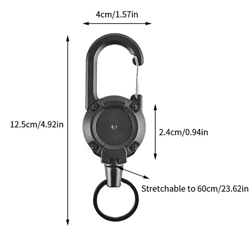 Anti-theft Metal Retractable Keychain: Easy-to-pull Buckle Rope Elastic Key Ring - Secure Ski Pass and ID Card Holder