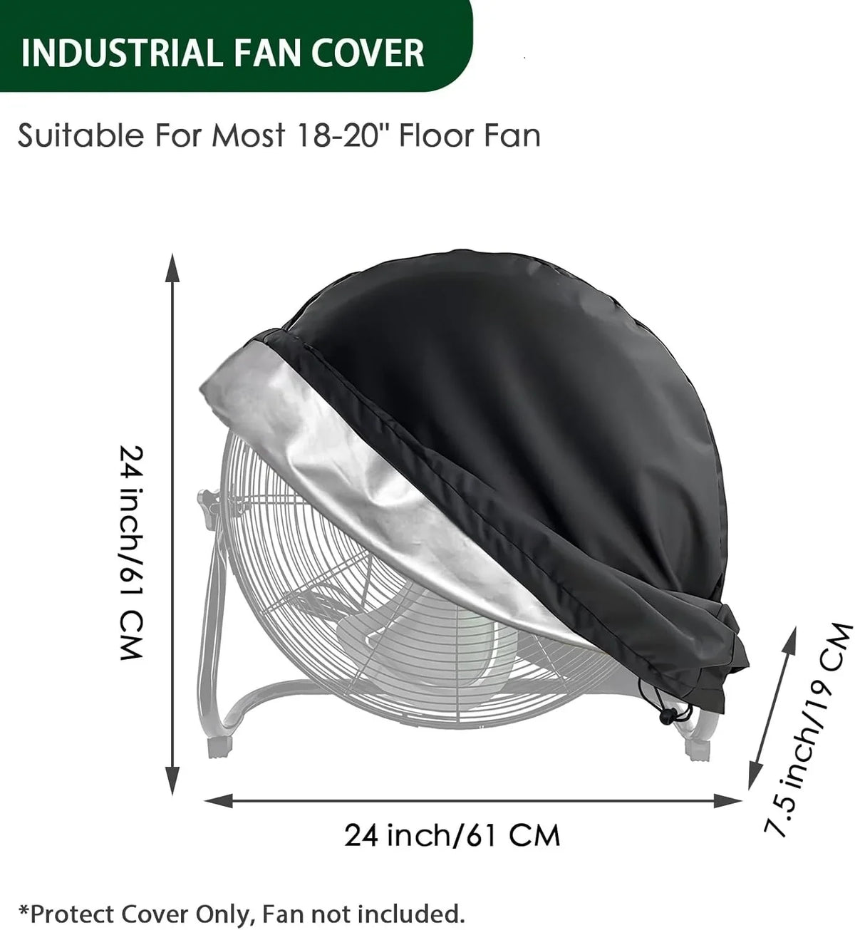 Heavy Duty Industrial Drum Fan Cover for 18-20 Inch & 24 Inch High Velocity Floor Fans – Dustproof Outdoor Protective Cover