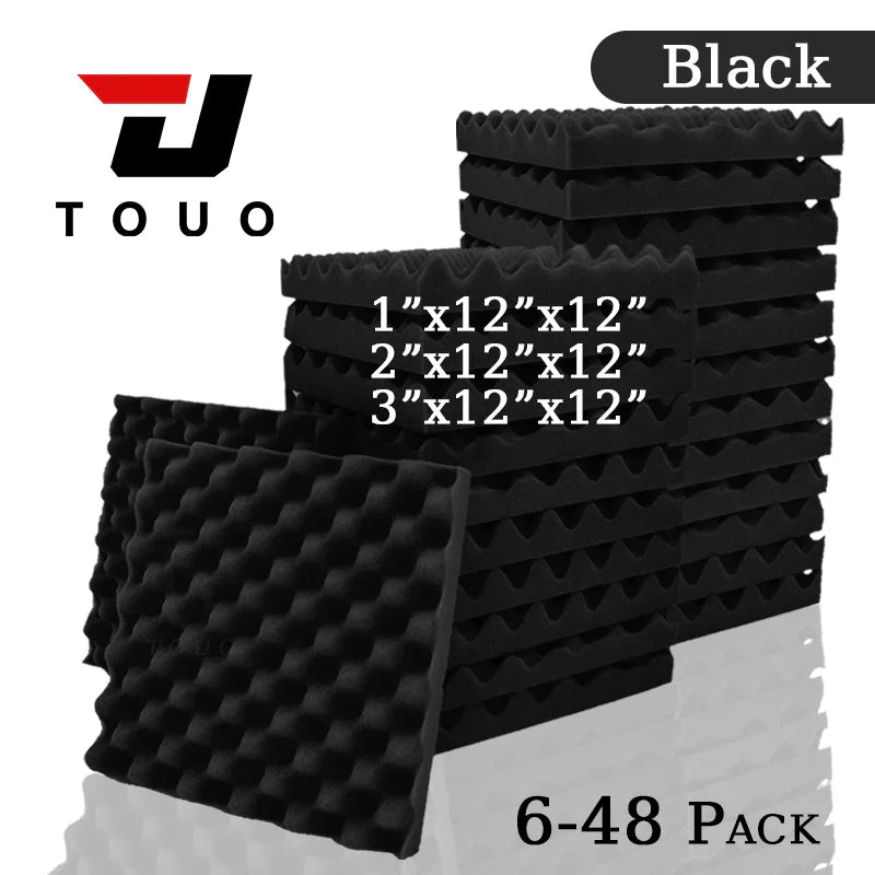 High-Density Acoustic Foam Panels – Egg Crate Soundproof Wall & Ceiling Noise Absorption Tiles (6-48 Pack)