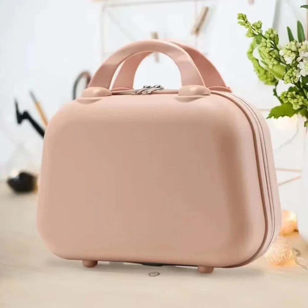 Portable 14-Inch Mini ABS Travel Suitcase – Waterproof Handheld Luggage & Makeup Storage Box with Zipper