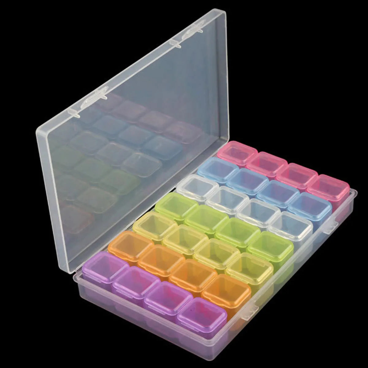 Plastic Storage Box with 28/32/48/56/64 Slots – DIY Diamond Painting Beads, Charms & Jewelry Accessories Organizer