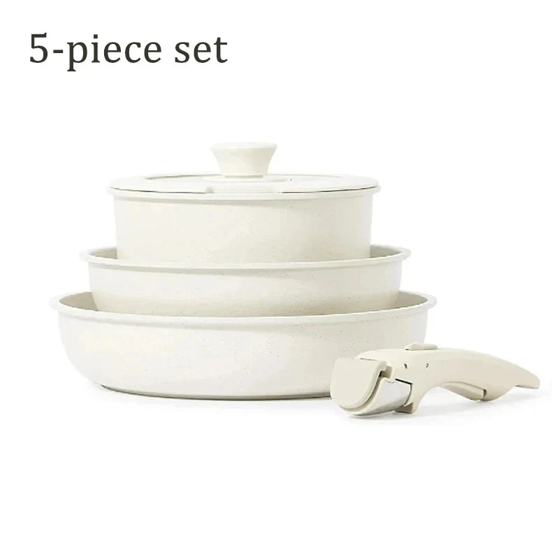 DONNOR Safe Nonstick Kitchen Cookware Set - Oven Safe Pots and Pans with Removable Handles