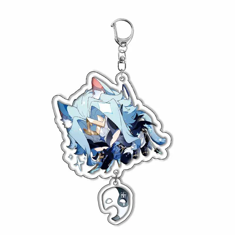 Genshin Impact Anime Keychain – Fontaine & Natlan Characters Sigewinne, Charlotte, Navia, Neuvillette & Clorinde Freminet