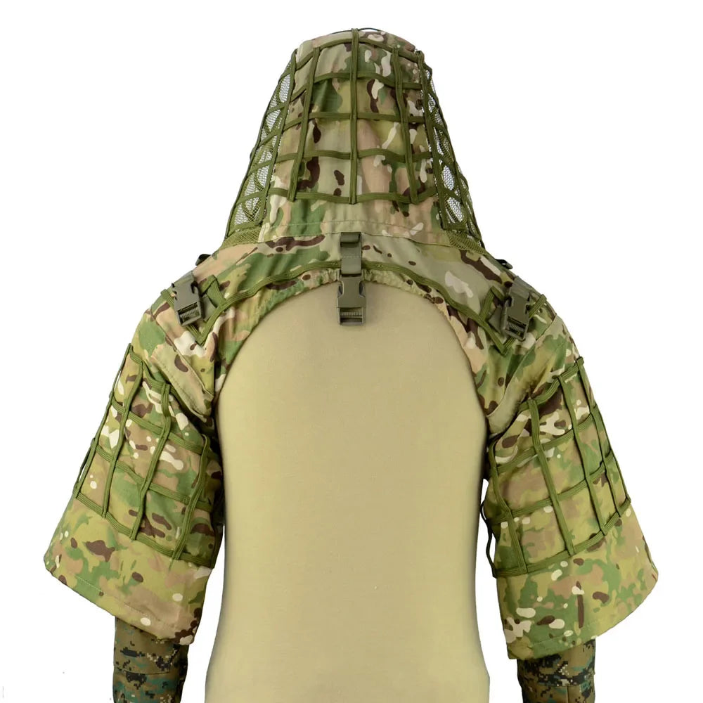 Ghillie Suit Tactical Sniper Coat – Viper Hood Camouflage Clothing for Airsoft, Paintball & Hunting, Ripstop Fabric