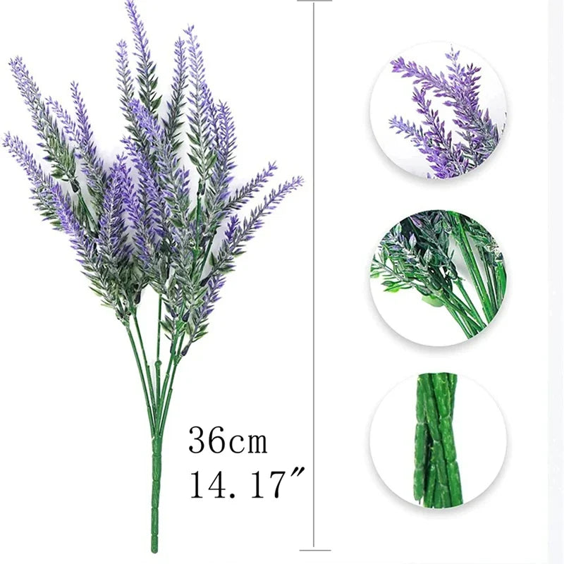 10 Bundles Artificial Lavender Flowers – Faux Floral Bouquet for Home, Garden, Wedding & Room Decoration