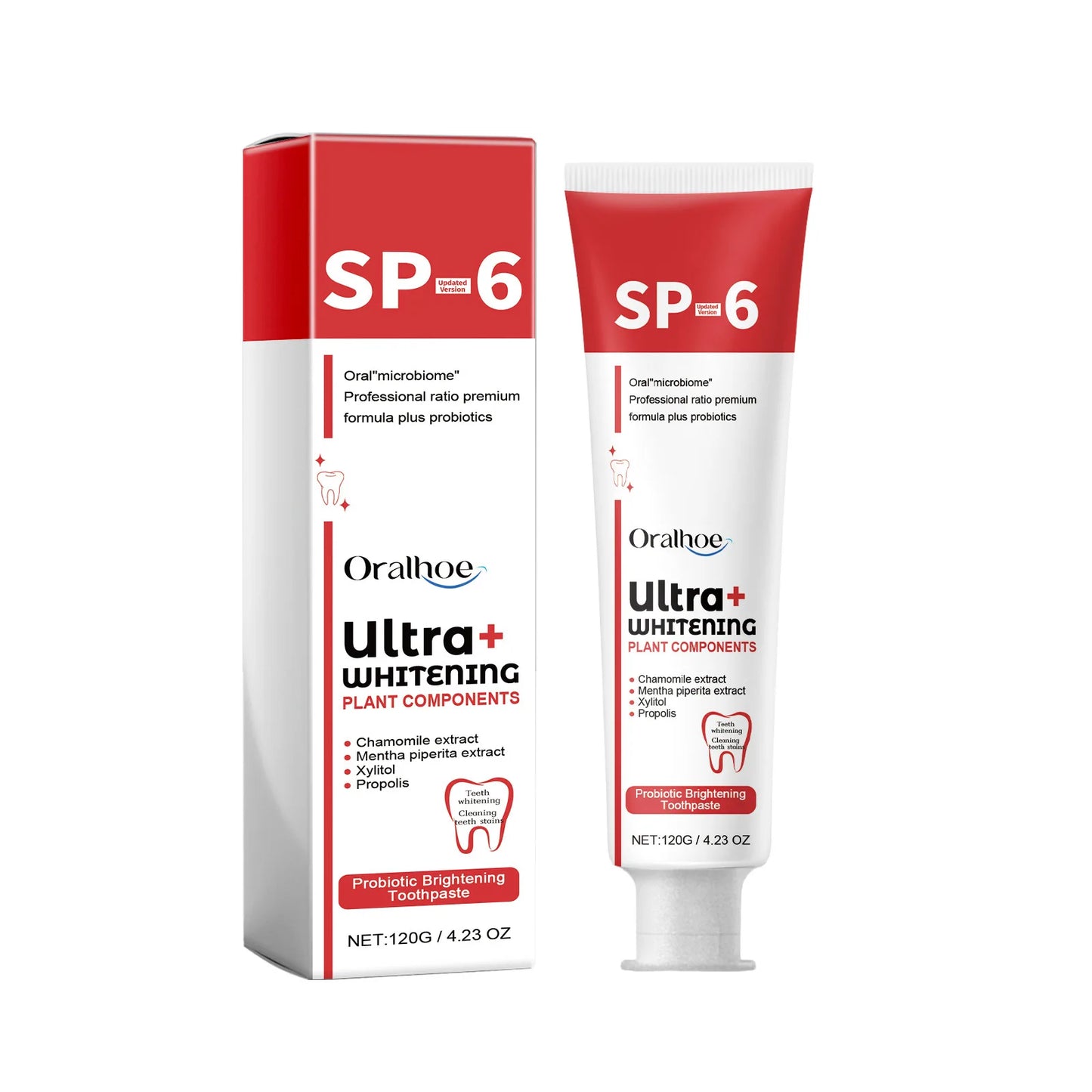SP6 Probiotic Whitening Toothpaste – Stain Removal, Fresh Breath & Yellow Teeth Reduction for Daily Oral Care