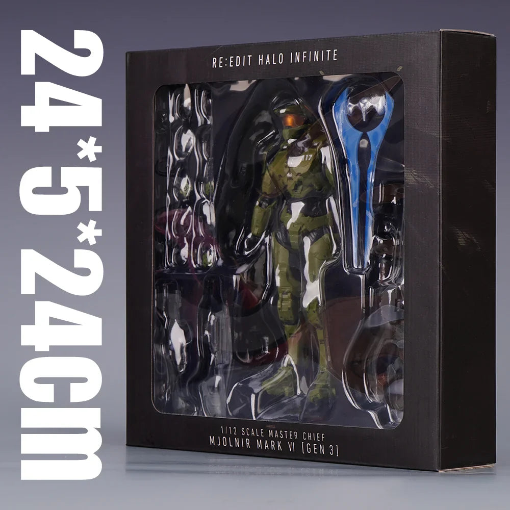 Halo Master Chief Action Figure – 1/12 PVC John-117 Collectible Toy with Full Body Articulation