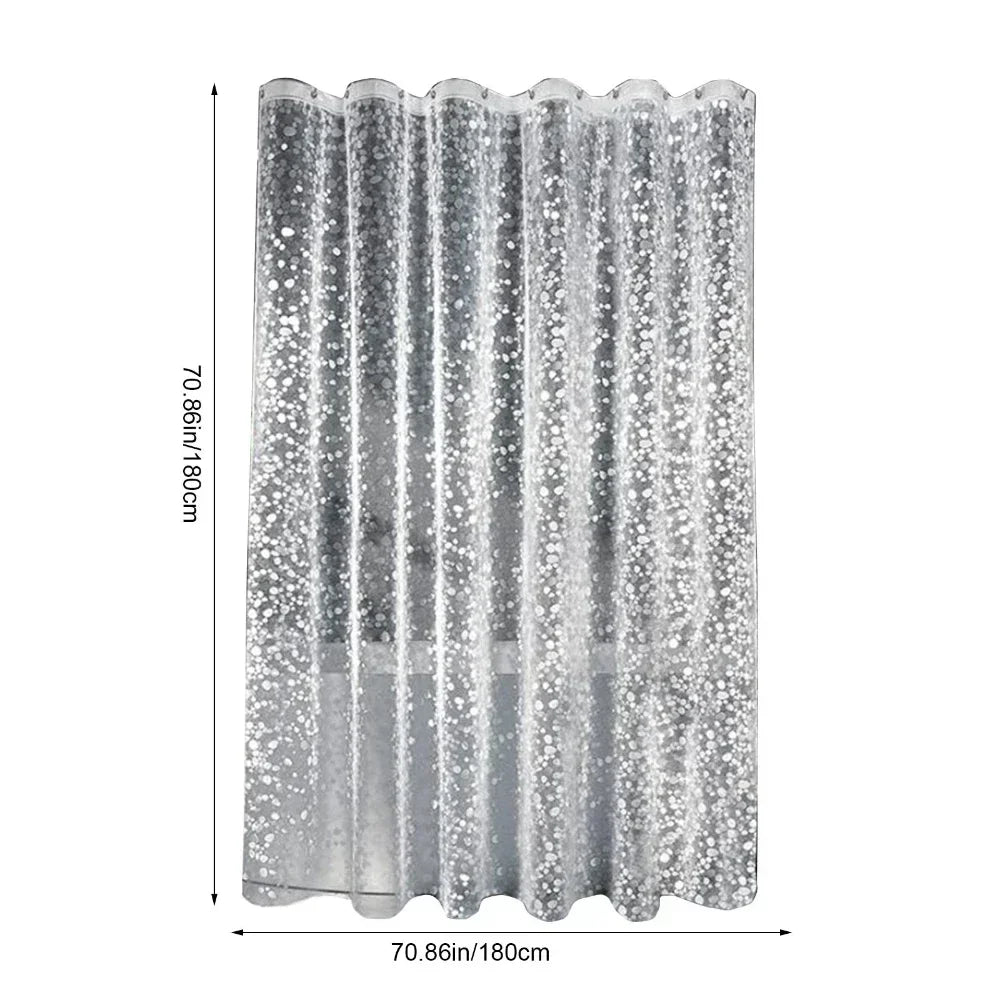 Transparent PEVA Bathroom Shower Curtain – Waterproof, Mildew-Proof Bathtub Lining with Cobblestone Design & Hooks