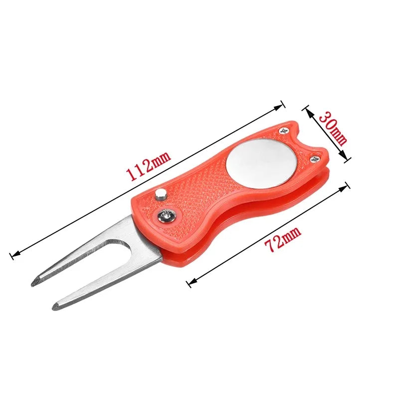 Foldable Metal Golf Divot Repair Tool with Magnetic Ball Marker – Green Course Accessory