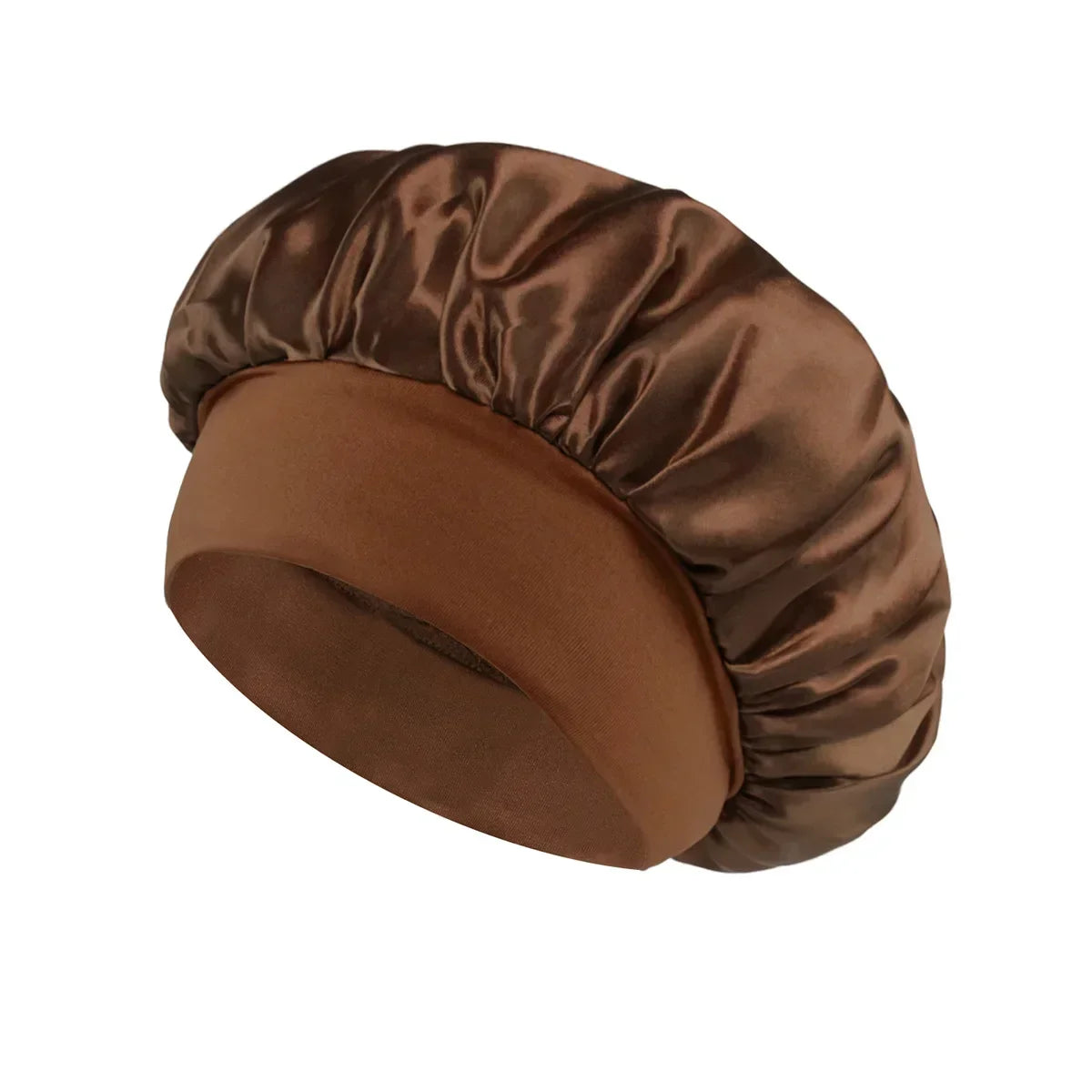 Women’s Satin Hair Bonnet – Solid Silk Sleeping Cap with Wide Brim and Elastic Soft Band for Hair Care