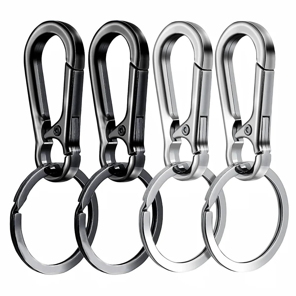 4Pcs Metal Carabiner Clip Keychain – Key Ring Hook Holder Organizer for Car Keys