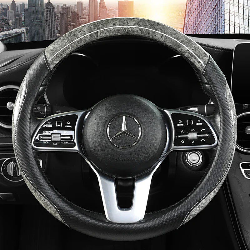 Peach Wood Grain Car Steering Wheel Cover — Non-Slip, Four Seasons, Fits 14.5-15" Wheels
