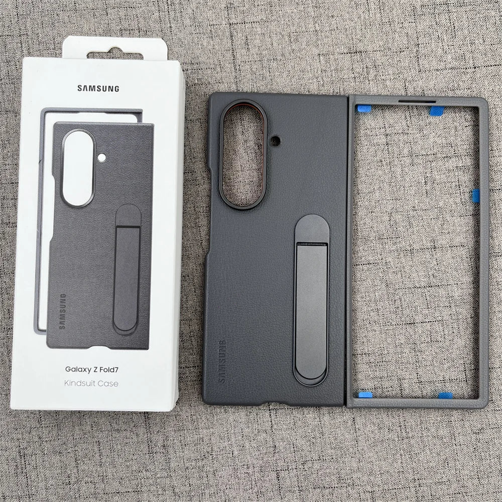 Luxury Leather Kindsuit Phone Case for Samsung Galaxy Z Fold 7 5G – Soft Touch Full-Body Protective Cover with Stand