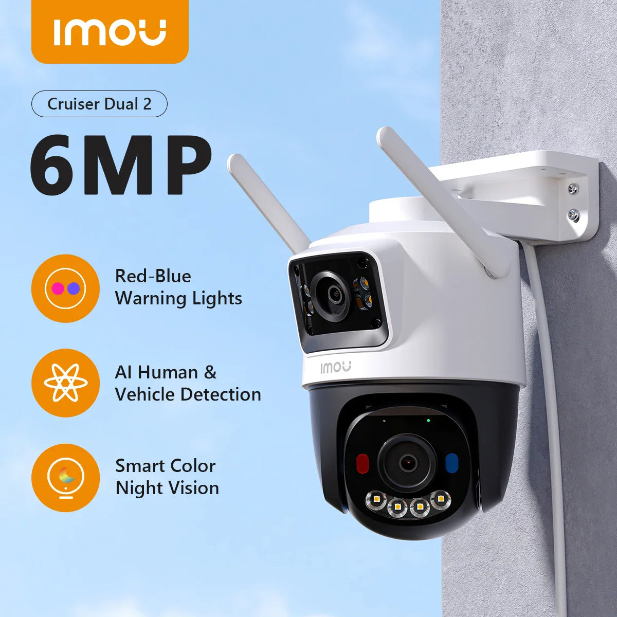IMOU 11MP Multi-Lens WiFi Security Camera – Outdoor PTZ Surveillance with AI Human/Vehicle Detection & Color Night Vision