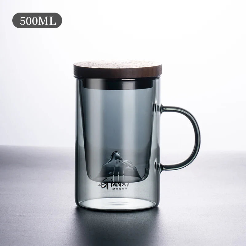 GIANXI High Borosilicate Glass Tea Cup with Belt Filter – Separate Flower Tea Water Cup for Original Tea Making