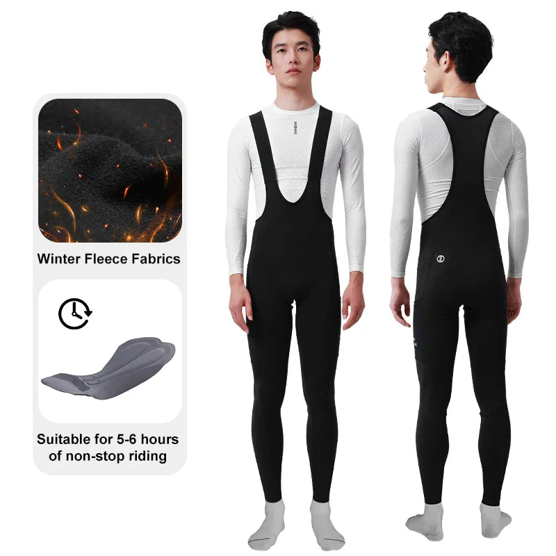 INBIKE Winter Cycling Bib Pants – Thermal Fleece 3D Padded MTB Bib Tights for Men, Cold Weather Cycling Clothing