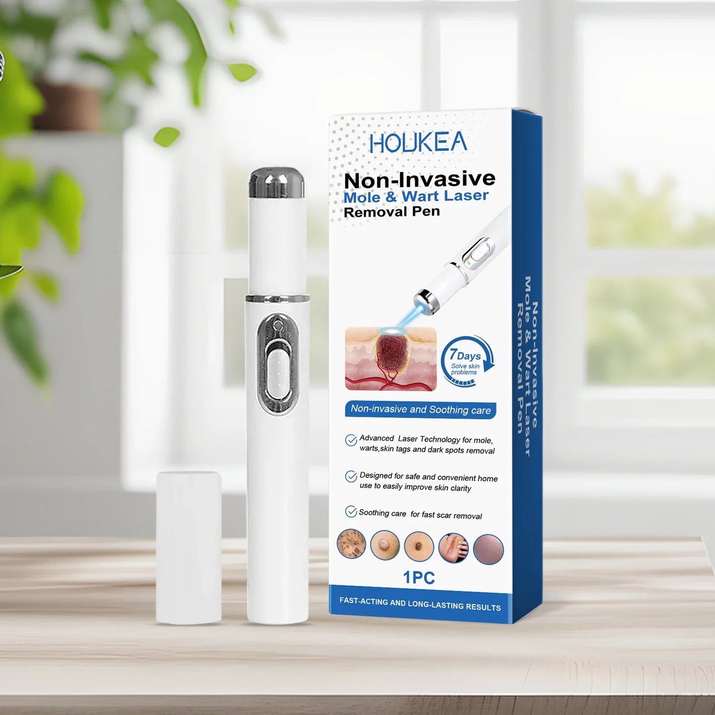 Blue Light Wart Removal Skin Care Tool – Easy Clean Portable Device for Gentle Skin Treatment & Wart Care Home Use