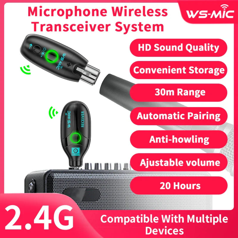 Wireless Microphone System with Dual Transmitters & Receiver – HD Sound Mobile Karaoke & PC Recording Mic Set