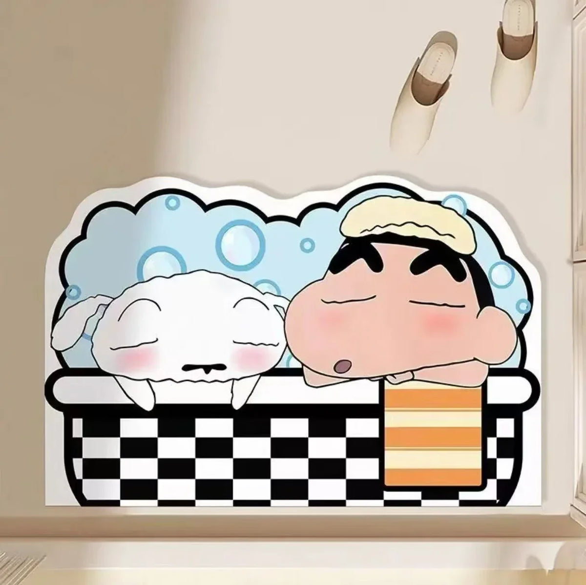 30×40cm Cartoon Shower Mat - Quick-Dry Water Absorbent Bath Mat with Crayon Shin-chan Design