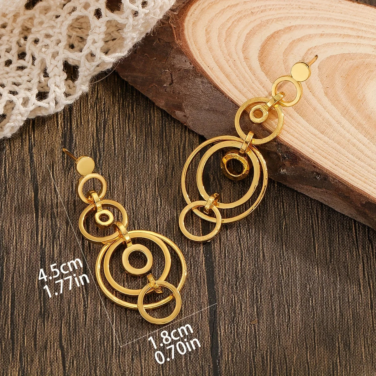 Geometric Gold Hollow Hoop Earrings for Women – Fashion Minimalist Jewelry