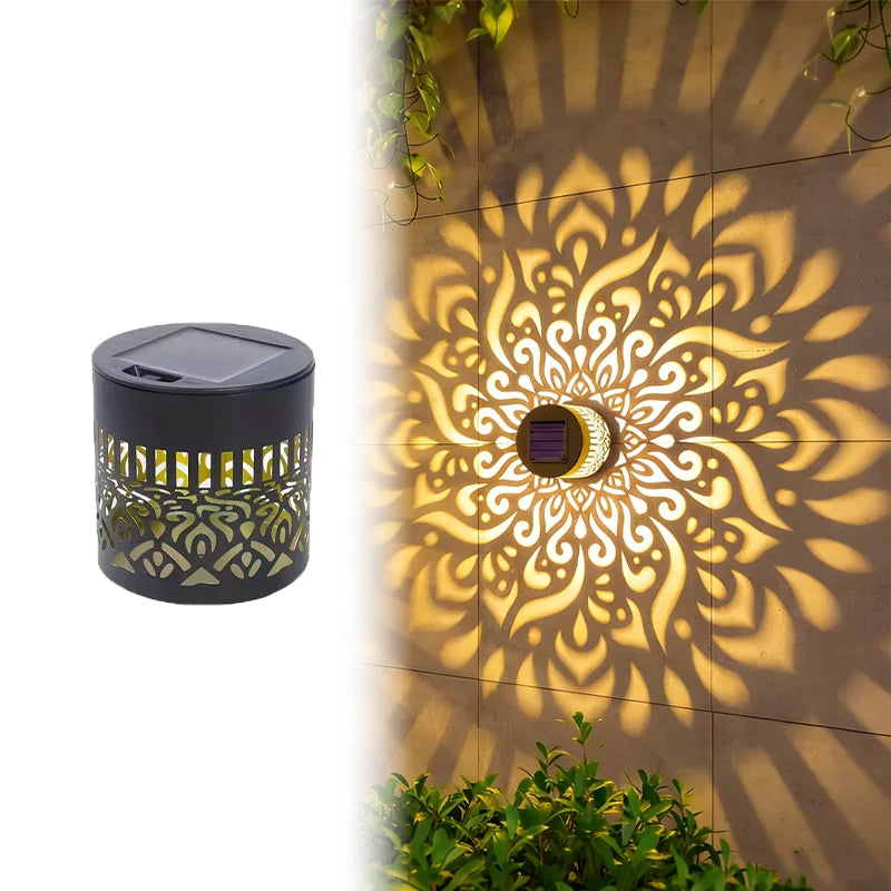Solar Mandala Fence Lights - Decorative Garden Wall Lamps for Patio, Courtyard & Walkway Decor