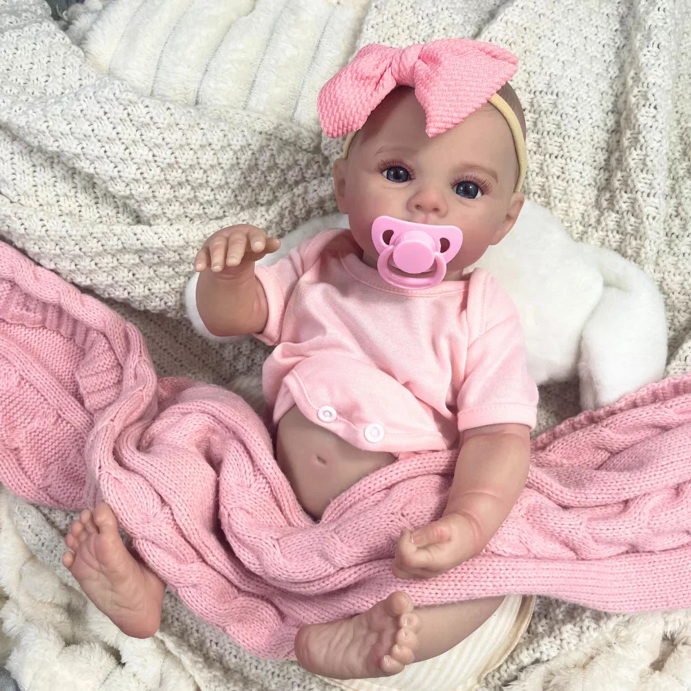 18-inch Reborn Baby Doll Meadow Girl – Handmade Full Vinyl 3D Skin Collectible Toy for Birthday & Christmas