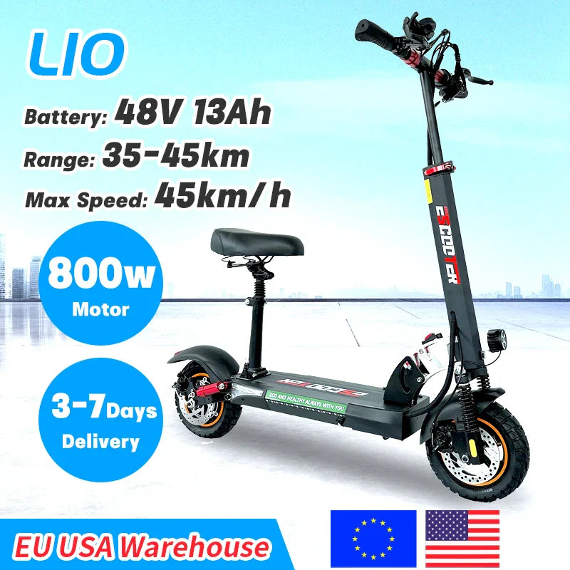 Adult Electric Scooter 48V 800W — EU/USA Warehouse, 13Ah-16Ah, Lightweight Long-Range 35-55km Kick Scooter