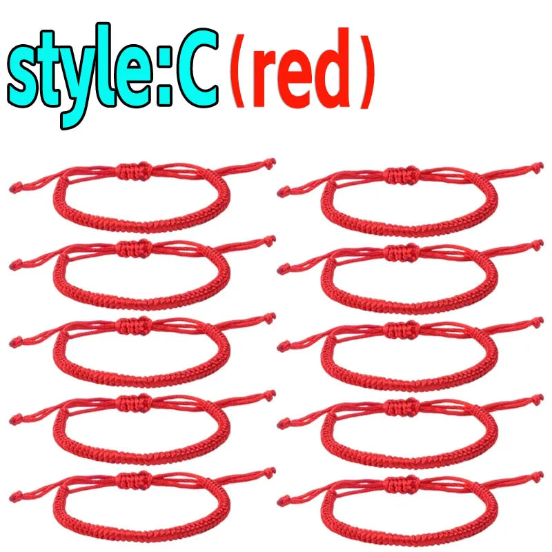 2/10PCS Lucky Red Rope Evil Eye Bracelets – Handmade Protective Wristbands for Men & Women