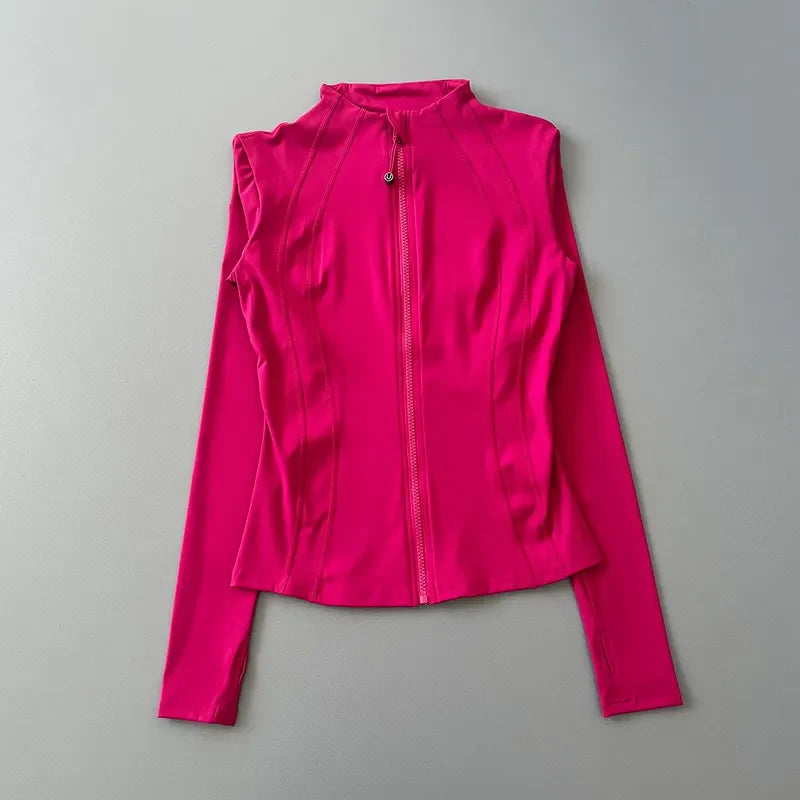 Women’s Full-Zip Athletic Jacket - Slim Fit Quick-Dry Long Sleeve Sports Coat with Thumb Holes for Running, Gym & Yoga