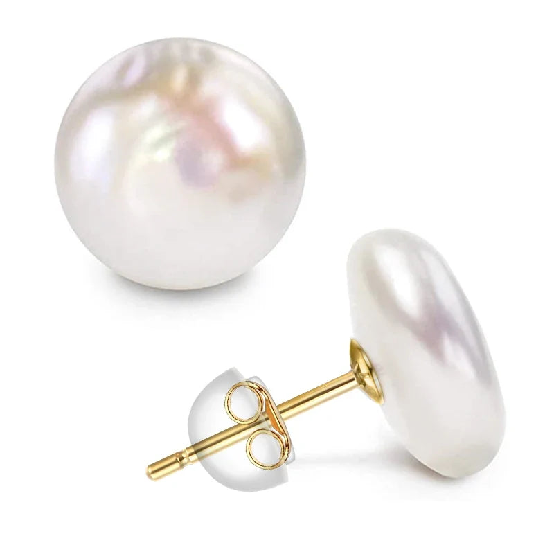 Women's Baroque Freshwater Pearl Stud Earrings with 925 Sterling Silver Posts