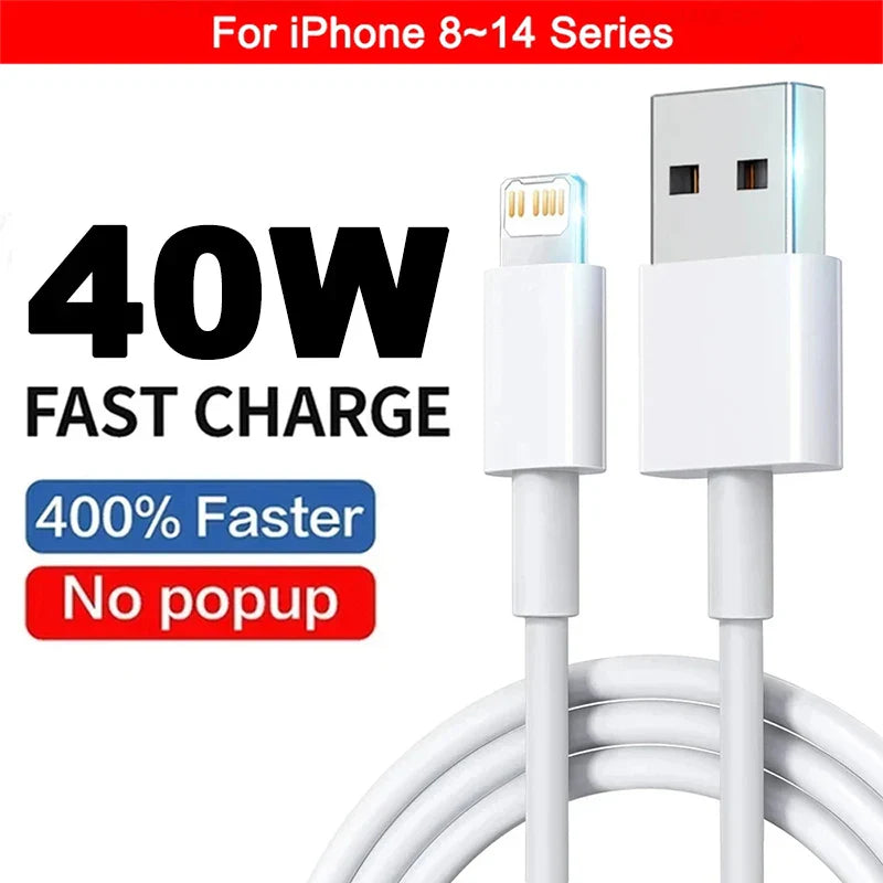 Original 40W PD USB-C Fast Charger Cable – Data Sync & Charging for iPhone 7-16 Series, iPad, USB Type-C Devices