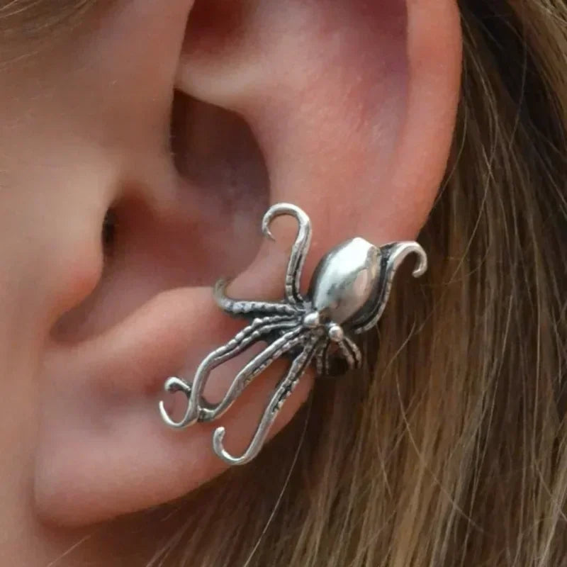 Retro Octopus Ear Clip - Creative Animal Earrings for Women, Exaggerated and Unique Statement Jewelry