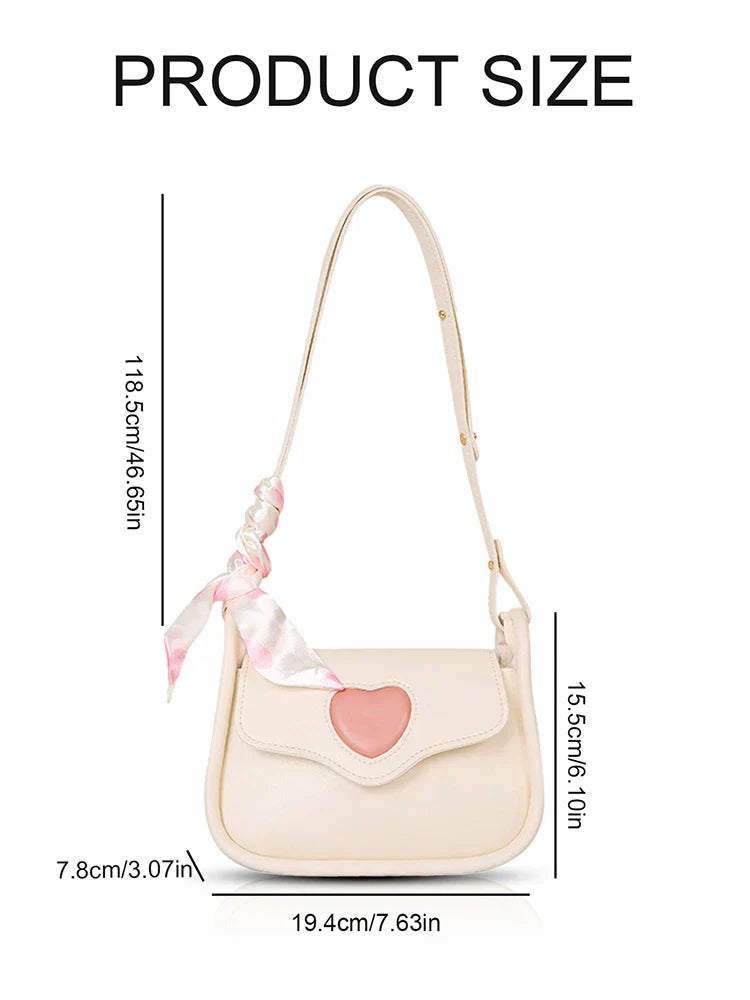 Women's Slanting Cross Bag: Retro Saddle Bag, Fashionable Hundred Love Design - Niche Shoulder Bag