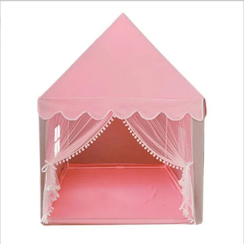 Kids Princess Play Tent - Foldable Pink Castle Tipi for Baby Playroom & Room Decor