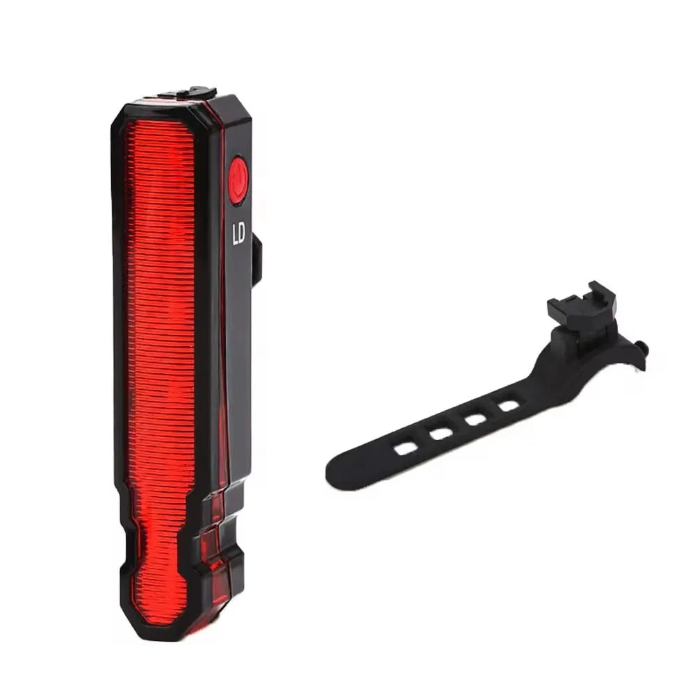 USB Rechargeable Bike Rear Light - Waterproof LED Taillight with Line Warning Lamp for MTB and Road Bicycles