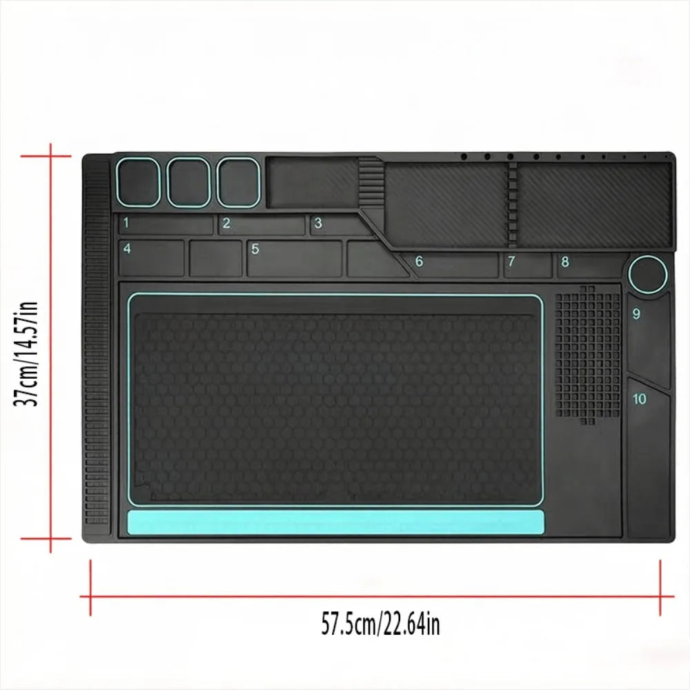 Silicone Repair Mat - Heat-Resistant Soldering Pad with Screw Storage for Phone & Laptop Repair