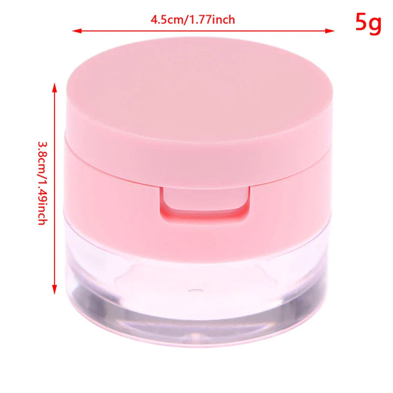 Portable Loose Powder Container – Plastic Cosmetic Sifter Jar with Mirror for Travel Makeup