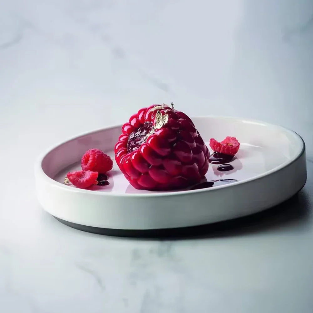 6-Cell Raspberry Silicone Mousse Cake Mold — Food-Grade Baking Tool for Party Desserts and Kitchen Supplies