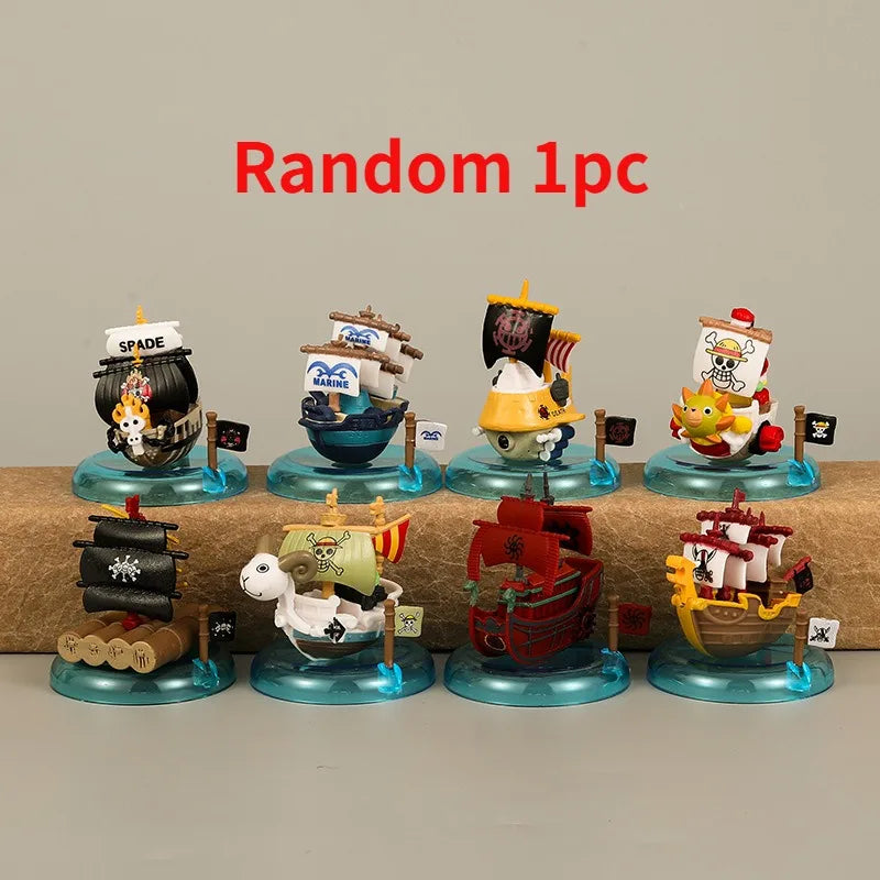 One Piece Anime Mini Figures Set - 8PCS Luffy Zoro Sanji Pirate Ship PVC Action Figures Collectible Toys Gift