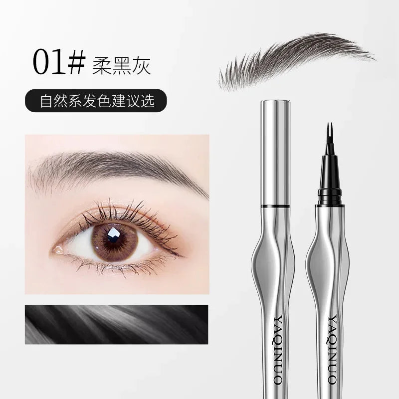 2Point Wild Eyebrow Pencil – Long-Lasting Waterproof Thin Liquid Tattoo Brow Pen with Easy Grip, Korean Makeup