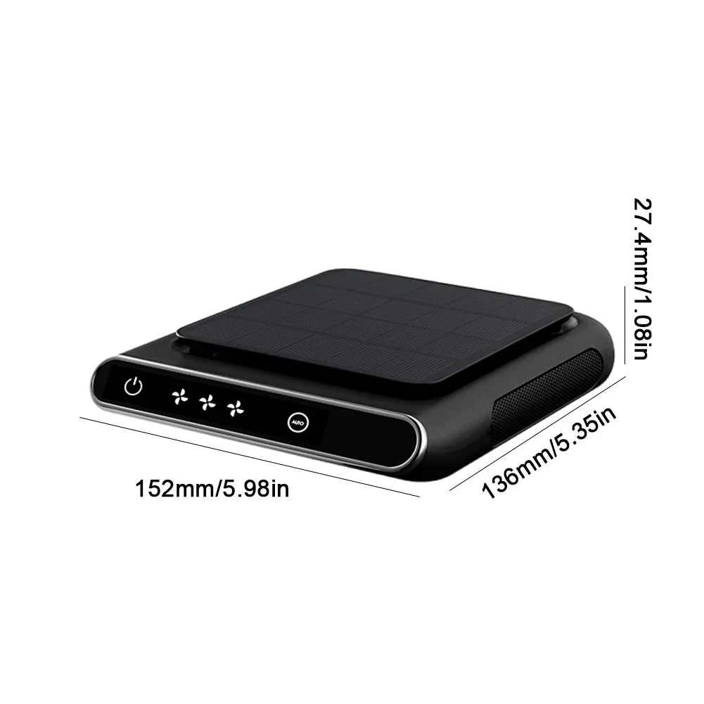 Solar Car Air Purifier - 1200mAh USB Rechargeable Wireless Air Ionizer & Freshener