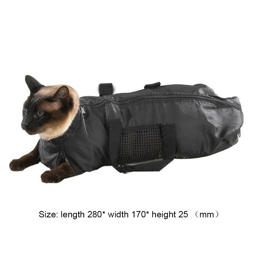 Mesh Cat Grooming & Bathing Bag – Adjustable Oxford Cloth Pet Restraint for Nail Trimming, Anti-Scratch & Bite