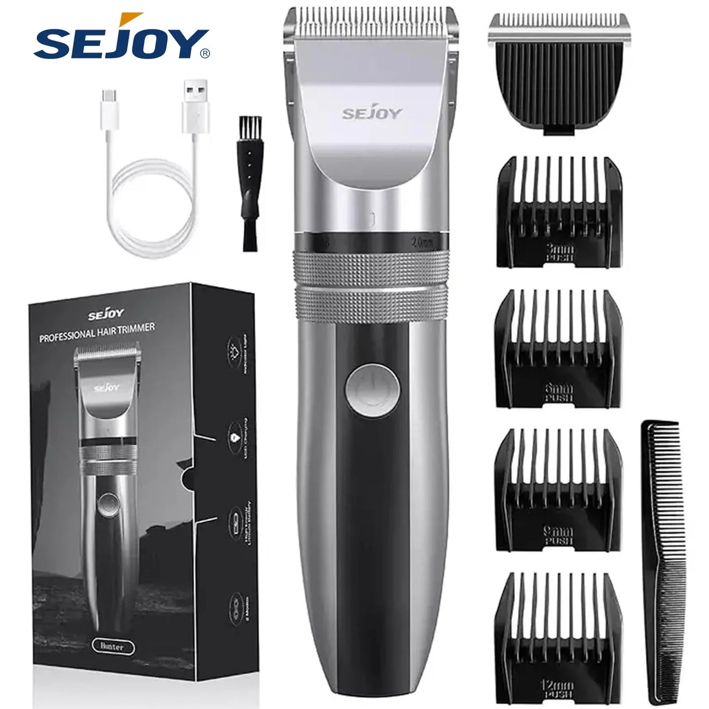 Sejoy Professional Hair Clippers for Men – Cordless Barber Clipper & Rechargeable Beard Trimmer