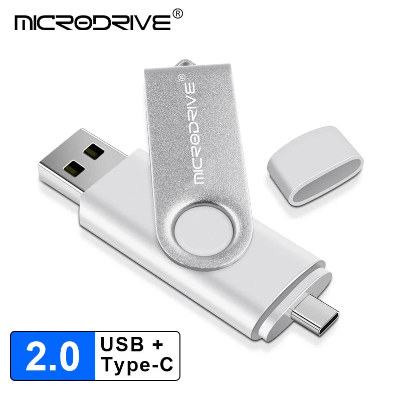 2-in-1 Metal OTG USB Flash Drive β Type-C & USB Memory Stick (4GB to 128GB) for Phones & PCs