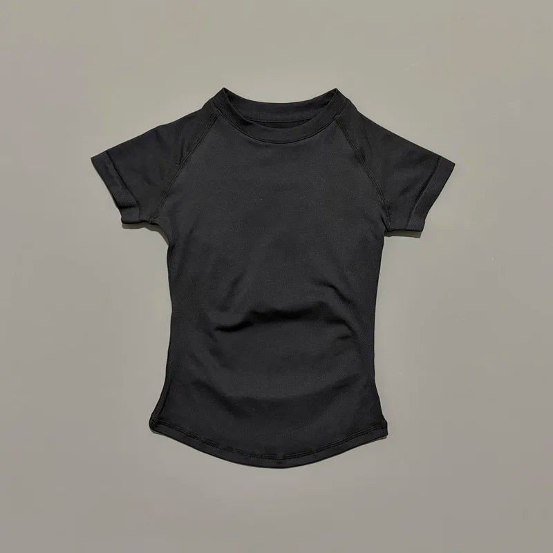Women’s Seamless Sports Top – Short Sleeve Slim Fit Yoga & Gym Running Fitness Activewear T-Shirt Athletic Workout Tee