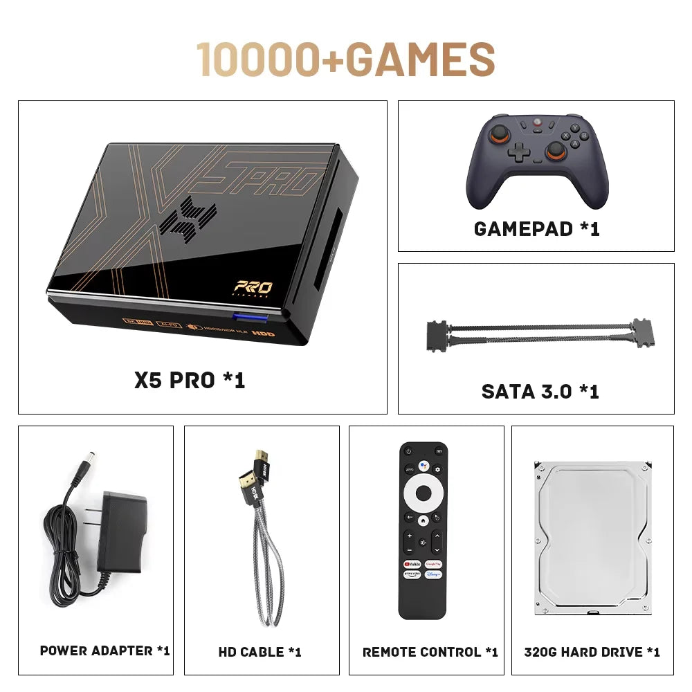 KINHANK Super Console X5 PRO Retro Game Console – Plug & Play with 10,000+ Built-in Games, 320G/4TB Support for PS2, Wii, N64, MAME & More